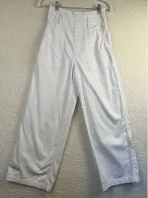 American Eagle White Pull‎ On High Waisted Paperbag Wide Leg Pants Size XSmall