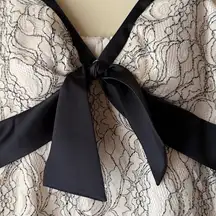 WHBM White House Black Market Ivory Black Lace Bow Semi Formal Dress 2