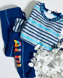 Aldi Gear Unisex Striped Rainbow Logo Two Piece CrewnSweatshirt Jogger Pants Set