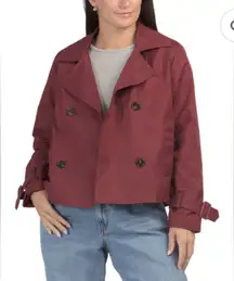 Cynthia Rowley Burgundy Double-Breasted short cropped trench coat NWT Size XS