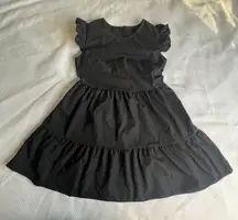 Shein Women Petite XS Black Flutter Sleeve Tiered Ruffle Mini Dress with Zipper