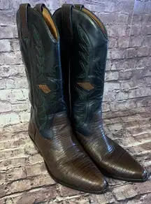 Hunt Club Trennis Leather Lizard Print‎ Western Boots Pointed Toe Women's Size 7