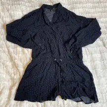 JUICY COUTURE Longsleeve Navy Romper Jumpsuit Extra Small‎ Wrap Top Blue Star