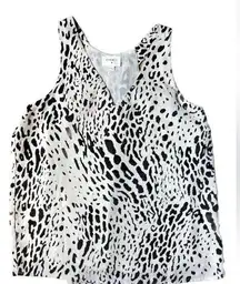 Everly Black/White Animal Print Tank Top Blouse Womens S