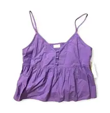 Abound Purple Cotton Babydoll Crop Tank Top