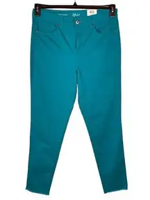 Style & Co SZ 12 Skinny Jeans Hi-Rise Stretch Zip-Fly Pockets Peacock Teal Blue