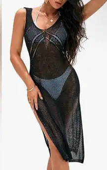 NWT CUPSHE Crochet Swimsuit Cover Up Sleeveless Hollow Out Long Coverup Dress S