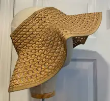 Wide Brim Straw Sun Visor Wraparound Roll-Up Hat Open Top Travel Beach Garden