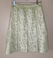 100% Silk Floral Box Pleat Skirt.  Very good preowned condition  Side button closure  Perfect for Easter, Spring and Summer Sz 0