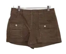 J.Crew Womens  City Fit Brown Cotton Blend Pockets Denim Cargo Shorts Size 2