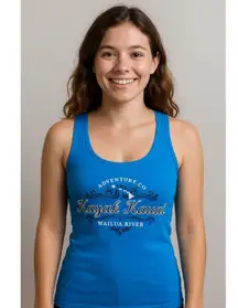 Athleisure Blue Graphic Tank Top Royal Island Live Love Ouray Size Large