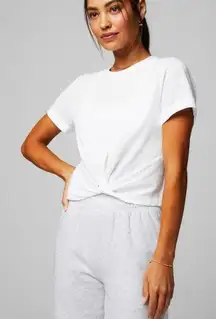 White Cotton Front-Twist Tee