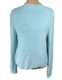 Universal Thread Fuzzy Sweater Light Teal Mock Neck M Medium Long Sleeve Women's
