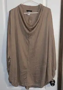 H By Halston Tan Neutral Cowl Neck Sweater Poncho Size L/XL NWT