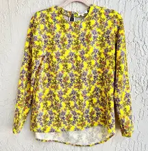 Roseanna Floral Long Sleeve Hi-Low Boho Blouse Top Yellow Women's FR38 / US 6