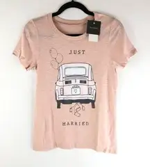 Grayson Threads Womens T Shirt Just Married Car Short Sleeve Pink 1X