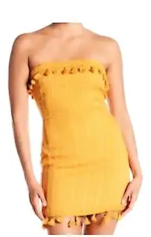 Honey punch gold strapless mini dress with tassels. New with tags