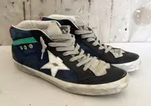 Golden Goose Blue Denim Mid Star Sneakers