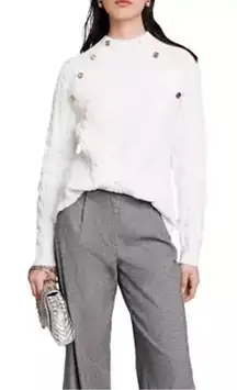 RTR Maje Marnety‎ Button Cable Knit Long Sleeve Button Detail Sweater Sz 1 (S)