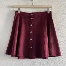 Full Tilt Skirt Small Burgundy Button Front Mini