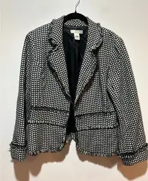 White House Black Market blazer size 12 black white tweed look officecore