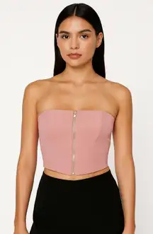 NWT Nasty Gal Dusty Pink Structured Seams Strapless Corset Top Bandau Small‎