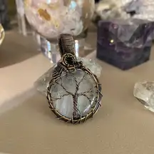 Tree Of Life Clear Quartz Copper Wired Pendant