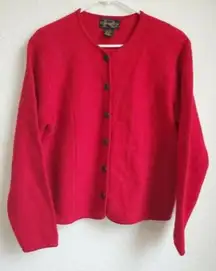Vintage Red 100% Wool Trachten Jacket Cardigan by Requirements Size Large