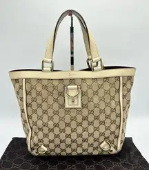 Gucci Beige/Cream GG Canvas And Leather Abbey D-Ring Tote