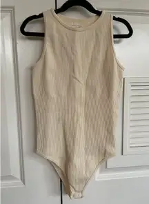 Small Waist Snatching Ribbed Bodysuit in Cream / Ivory. NWOT. Amazon’s brand OQQ