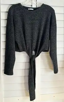 Zara Woman Short Sweater Front Waist Tied Size Large Fall Winter Fashion Soft