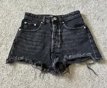 ZARA - US 4 Faded Black Button Fly‎ Cut-off Jean Booty Shorts 77302