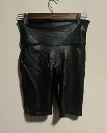 Spanx Faux Leather Black Biker Shorts- Size Medium