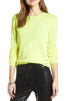 Halogen Crewneck Merino Wool Blend Sweater‎ Neon Yellow M