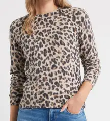 Caslon Raglan Sleeve Wool & Cashmere Cheetah Print Sweater