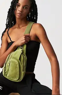 Free People Green Suede Sling Bag