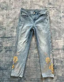 White House Black Market Mid Rise Slim Crop Foil Denim Size 4