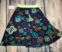 NWT LuLaRoe Women's A-Line‎ Midi Skirt Size Small Multicolor Geometric Print