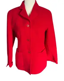 Talbots Petites red long sleeve collared button down wool blazer jacket PS