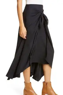 NWT Vince Black Tie Front Asymmetrical Hem Skirt Minimalist Women’s Size 8 NEW