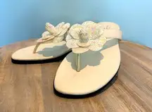 New York Transit white floral sparkly sandals size 8
