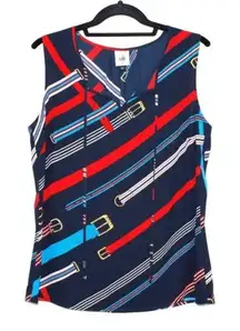 CABI Hold Up Top Sleeveless Blouse Women’s M Scarf Print Preppy Old Money Office