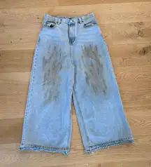 The Kript Jeans Baggy Wide Leg Size L Blue Brown