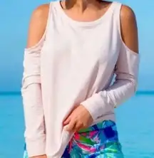 Lily Pulitzer Sunny Shoulder Sandy Pink Cutout Sweatshirt Size Small