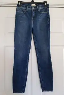 L'Agence Margot Skinny High Rise Dark Vintage Blue Cropped Stretch Jeans Size 28