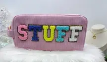 Pink Corduroy Cosmetic or Accessories Bag