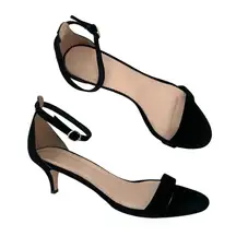 J crew Suede ankle strap sandals kitten heel sz 10 Minimalist quiet luxury chic