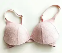 Calvin Klein CK Womens Size‎ 32D Pink Underwire Bra QF1941 Obsess Push Up Plunge