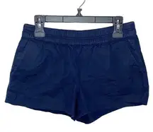 J Crew Factory navy linen blend boardwalk pull on mini shorts 3” inseam size 4