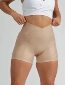 Buffbunny Collection Gold Bossy Print Crossover Shorts Large